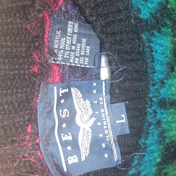 Vintage 90's Best American Wool Blend Snowflake Colorful Rainbow Sweater L - Picture 4 of 5